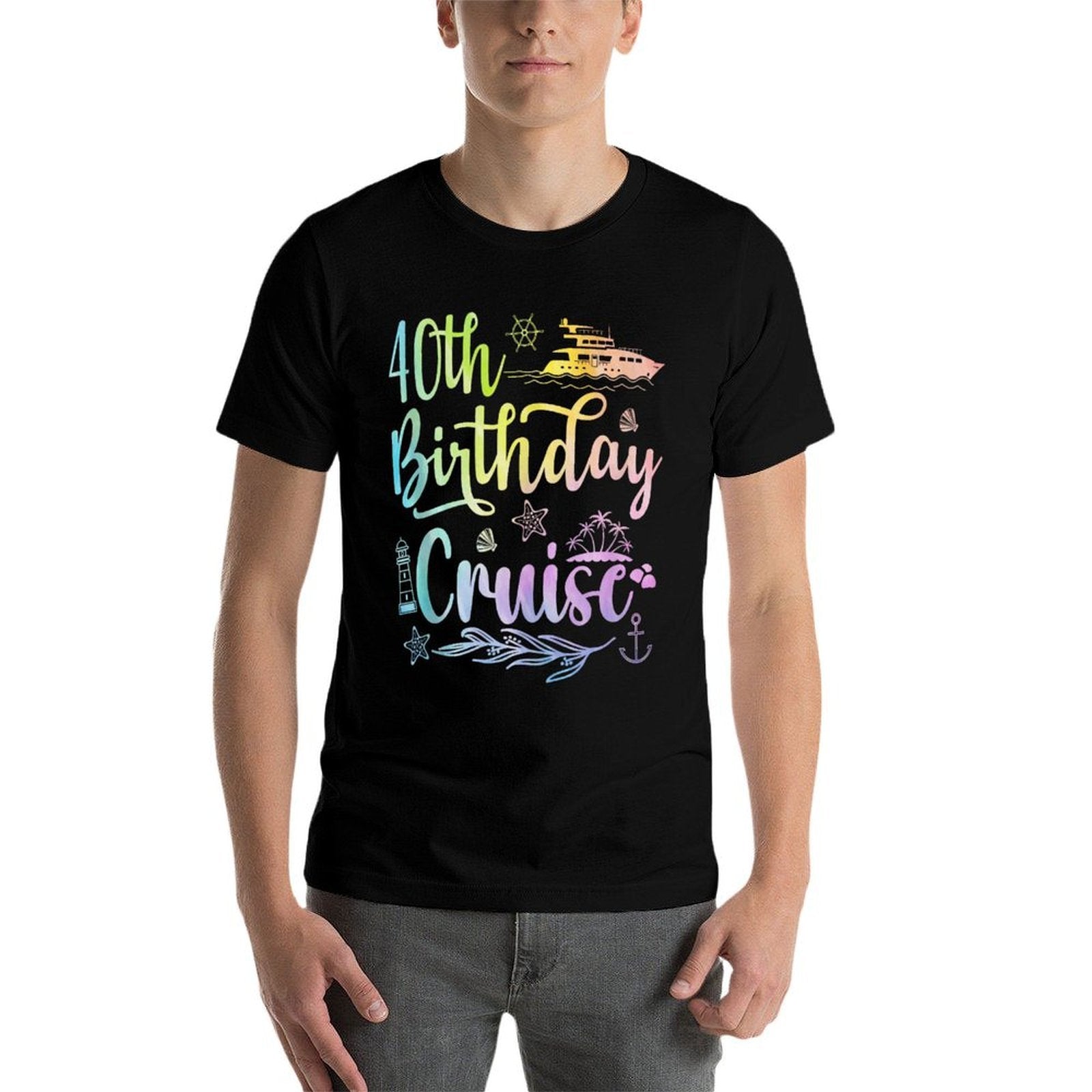 40th Birthday Cruise Funny 40 Years Old Cruise Squad Women  Oversized Silhouette T-Shirt
