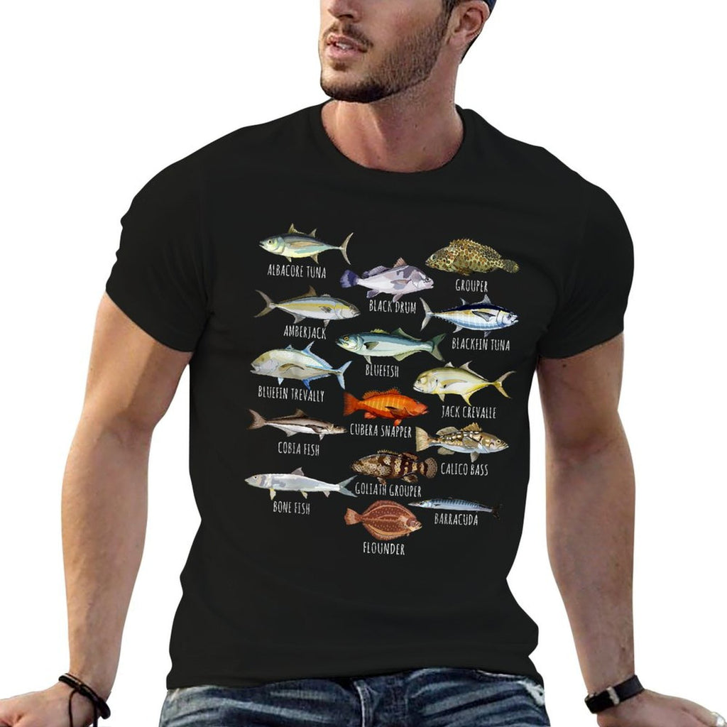 Fish Species Biology Types Of Saltwater Fish Fishing  Rolled Sleeves T-Shirt