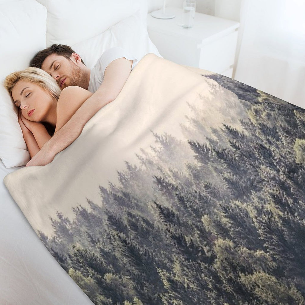 Come Home  Romantasy Moody Wilderness Dream Forest With Cascadia Trees Covered In Magic Fog Velvety-soft Throw Blanket