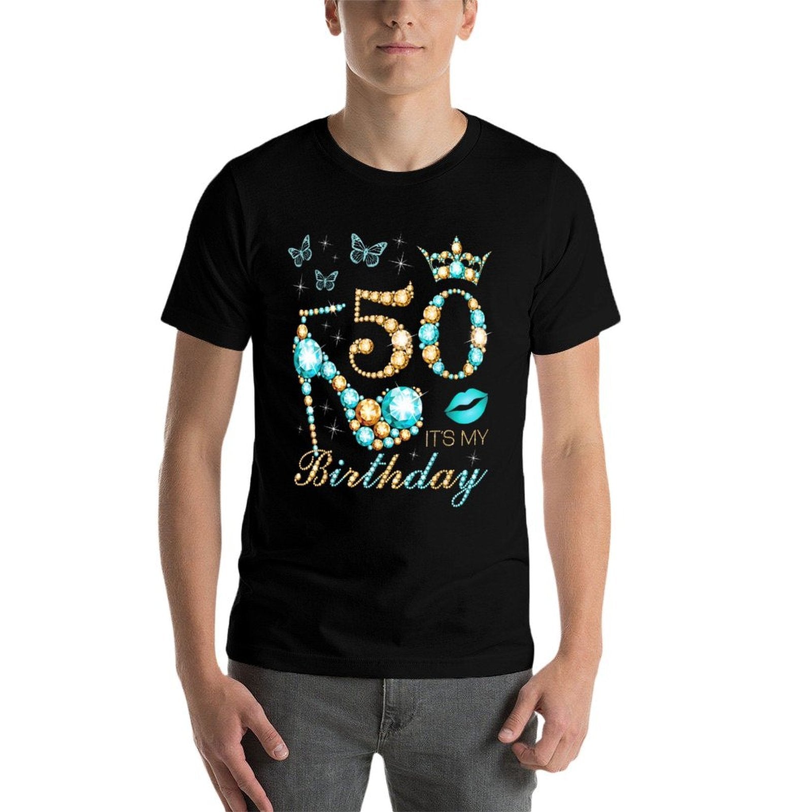 50th It's My Birthday, 50 Years Old, 50th Birthday Queen  Trendy Pattern T-Shirt