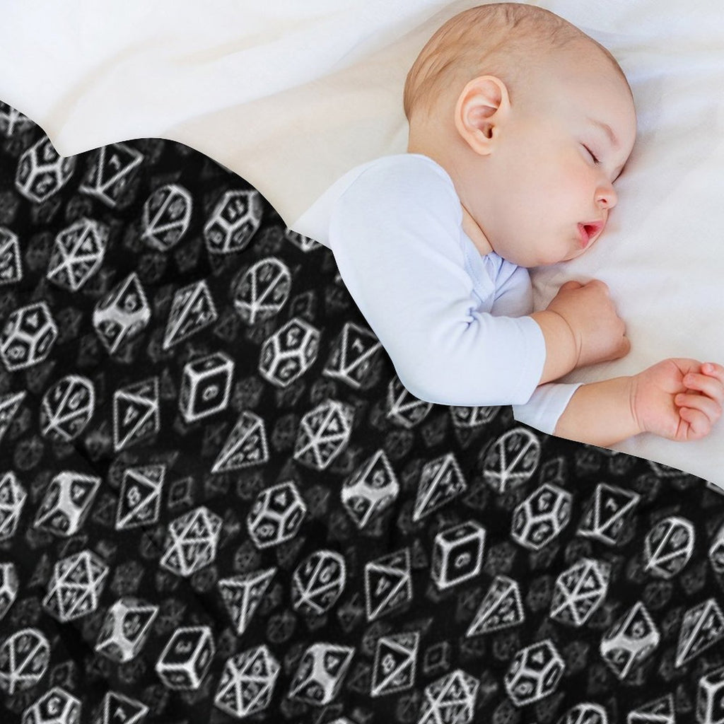 D20 Dice Set Pattern (White) Multi-functional Throw Blanket