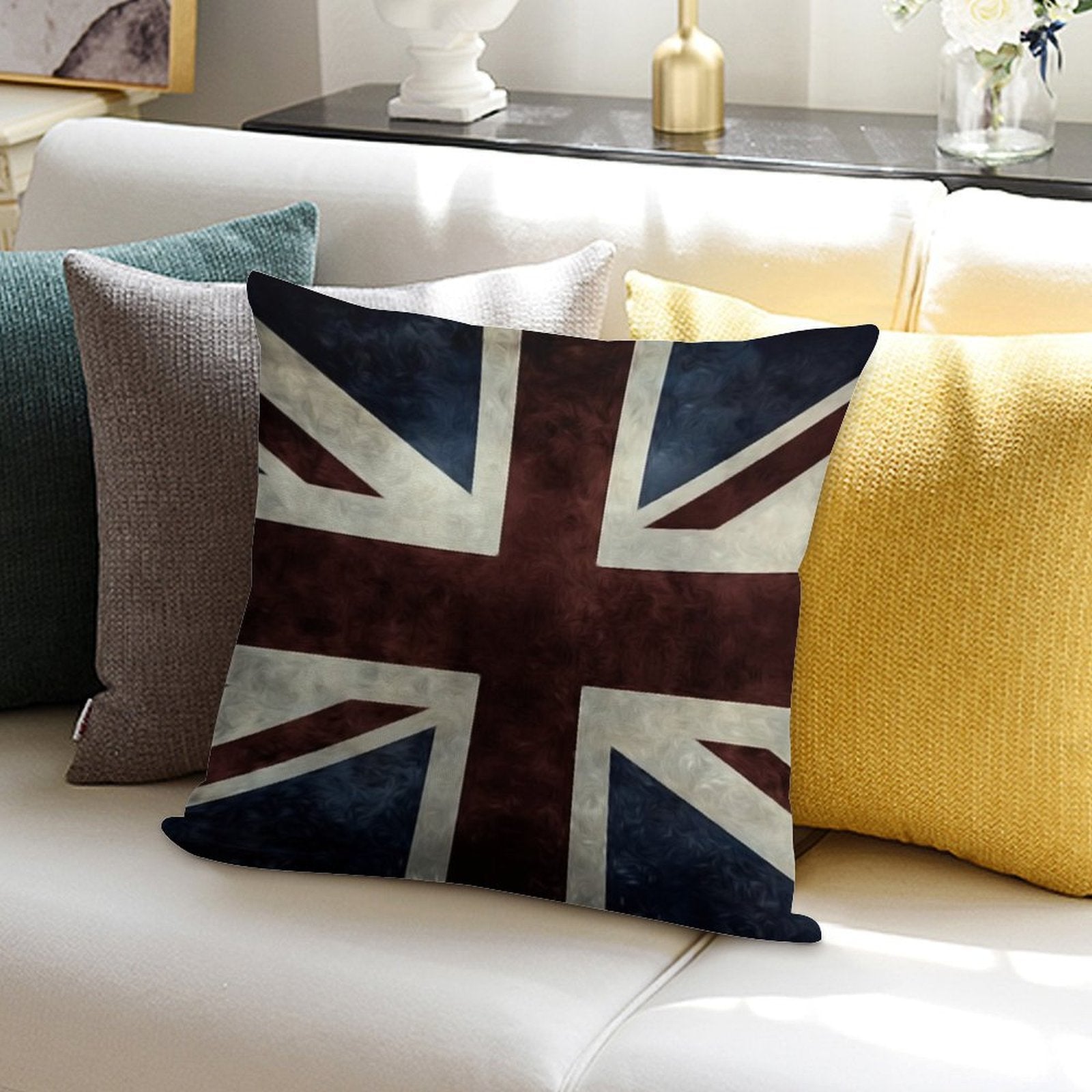 A Grunge Looking Distressed Union Jack Uk Version Soft Anti-Pilling Throw Pillow