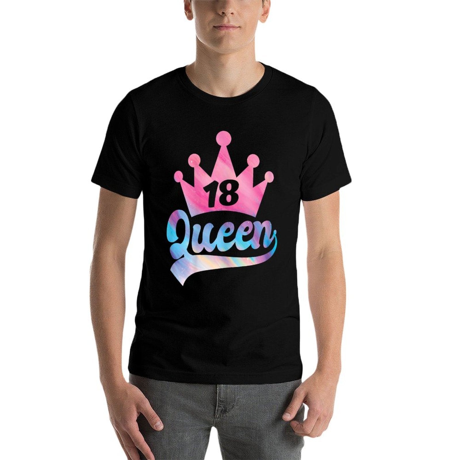 Womens 18th Birthday Queen Girls Happy Birthday Party Funny Crown  Wrinkle-resistant T-Shirt