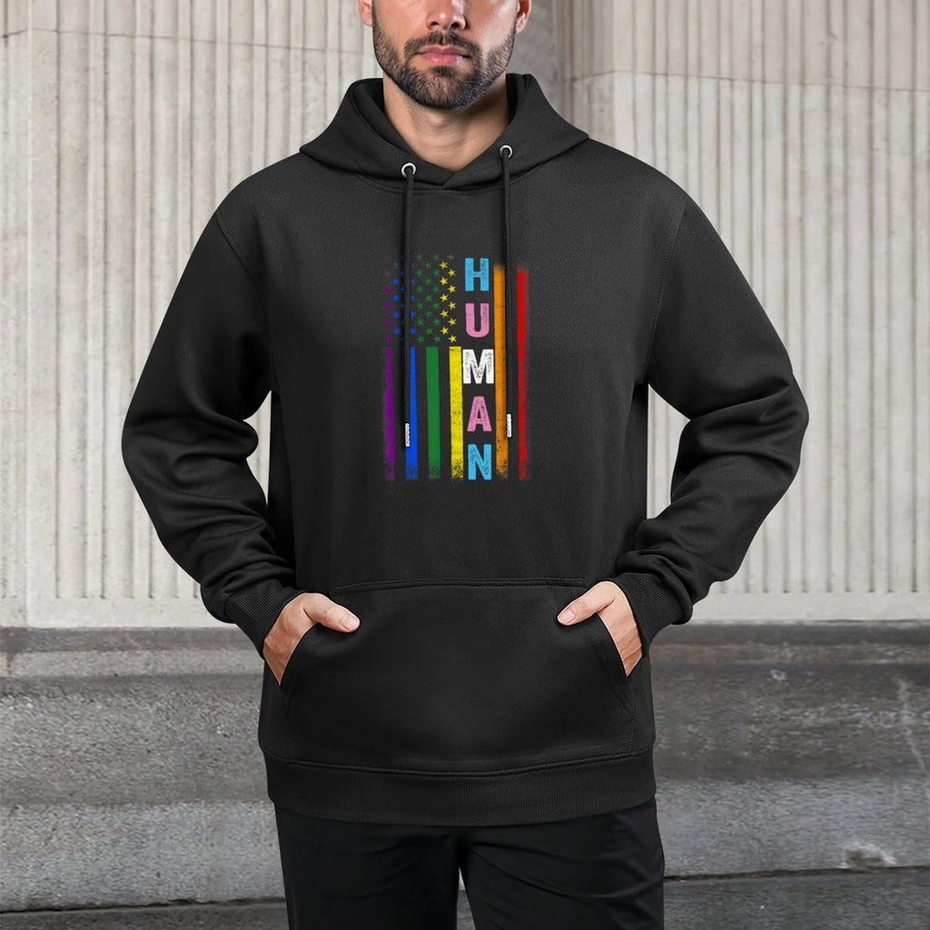 HUMAN LGBT American LGBTQ Rainbow Pride Month Men Women Casual Wear Hoodie