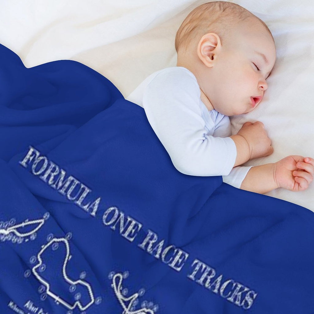 F1 Race Tracks  (White Stencil-No Background) Plush Throw Blanket