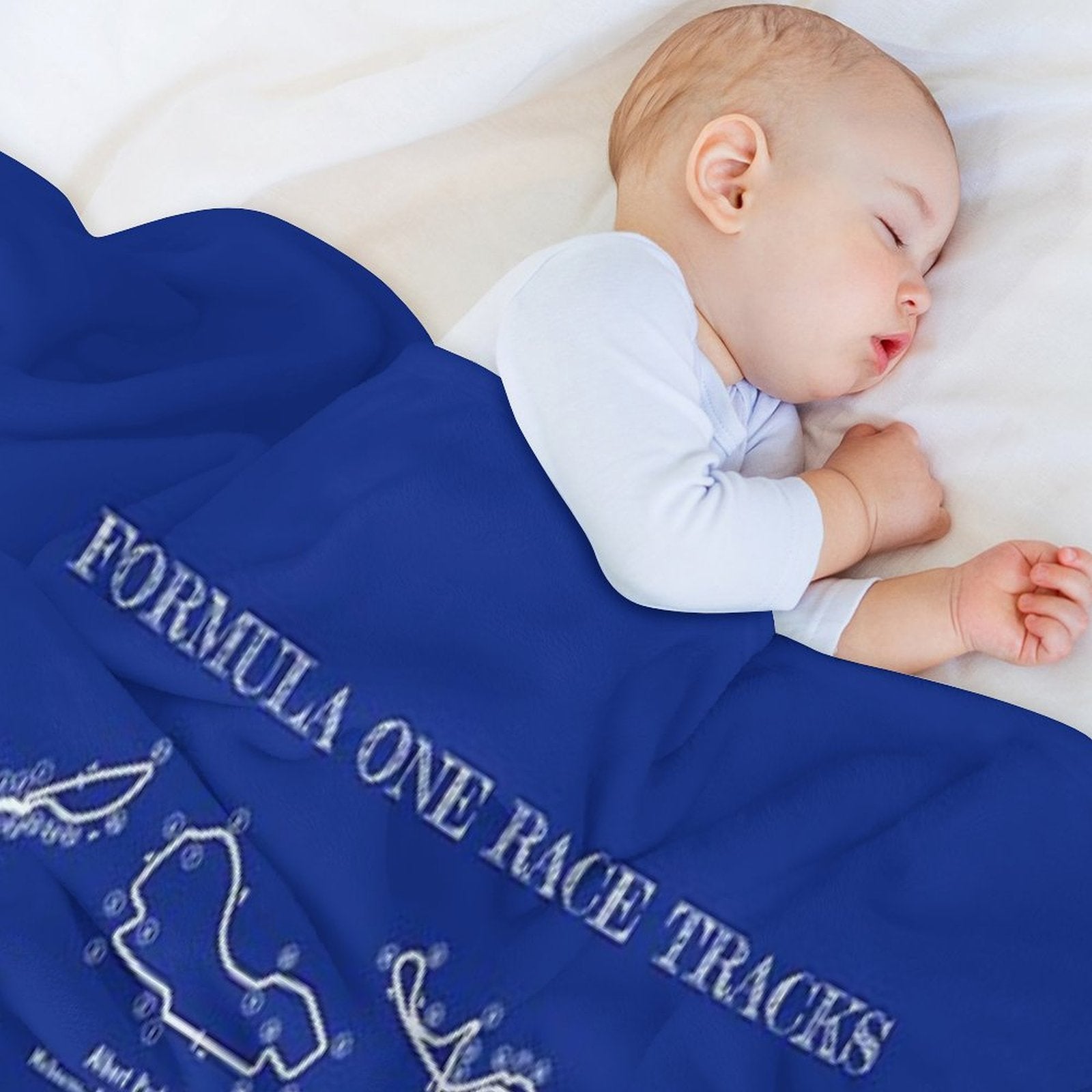 F1 Race Tracks  (White Stencil-No Background) Plush Throw Blanket
