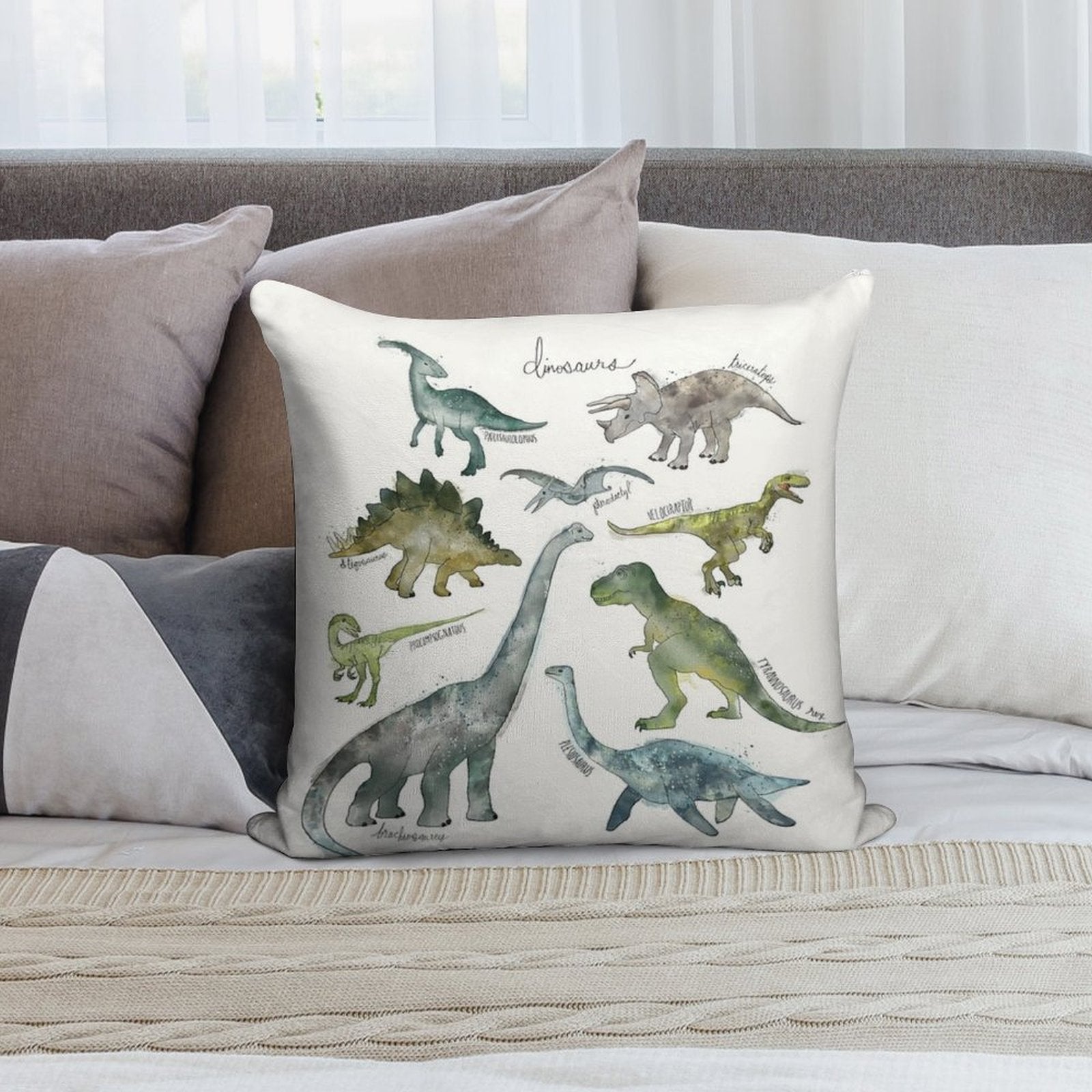Dinosaurs Soft Skin-Friendly Throw Pillow