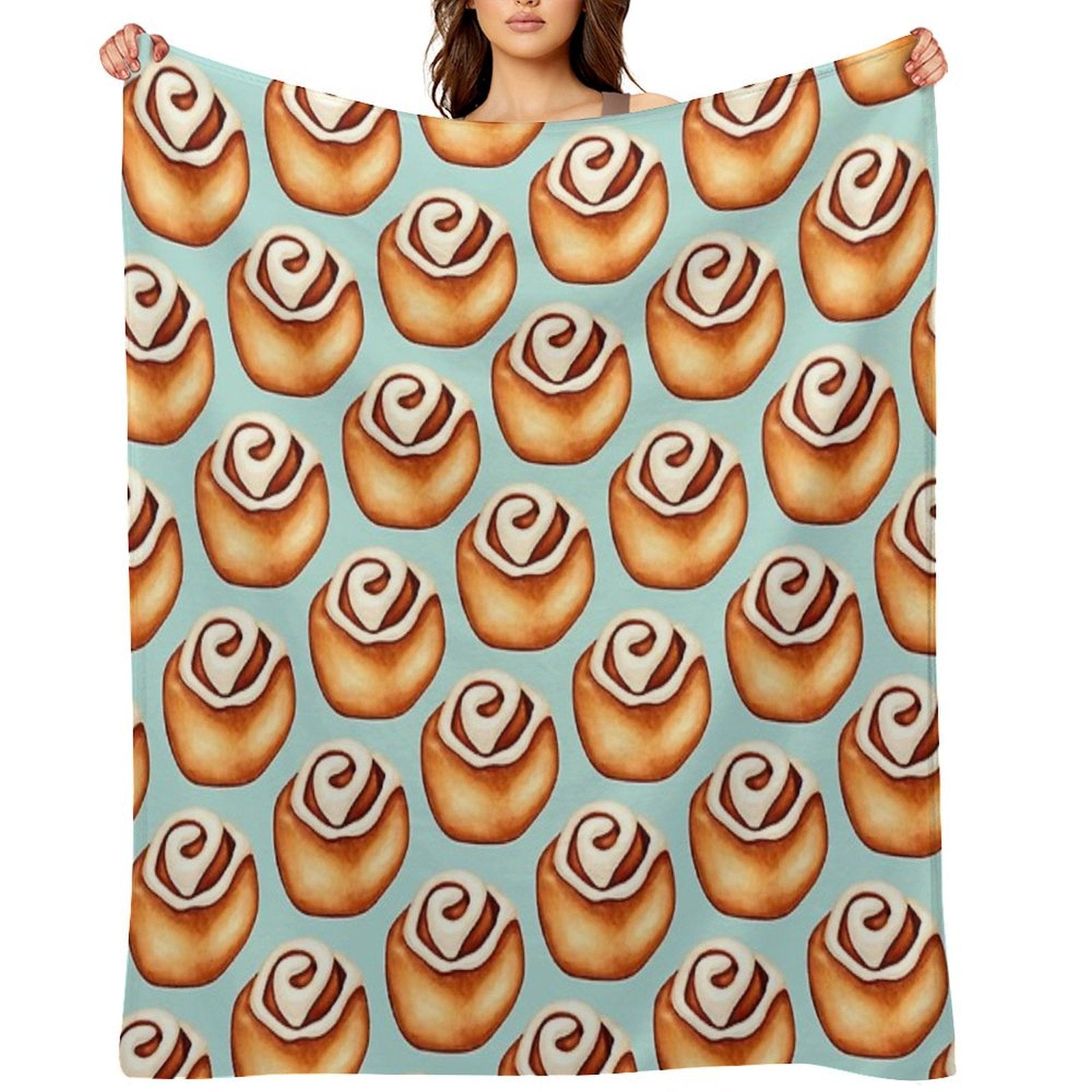 Cinnamon Roll Pattern - Blue Anti-pilling Throw Blanket