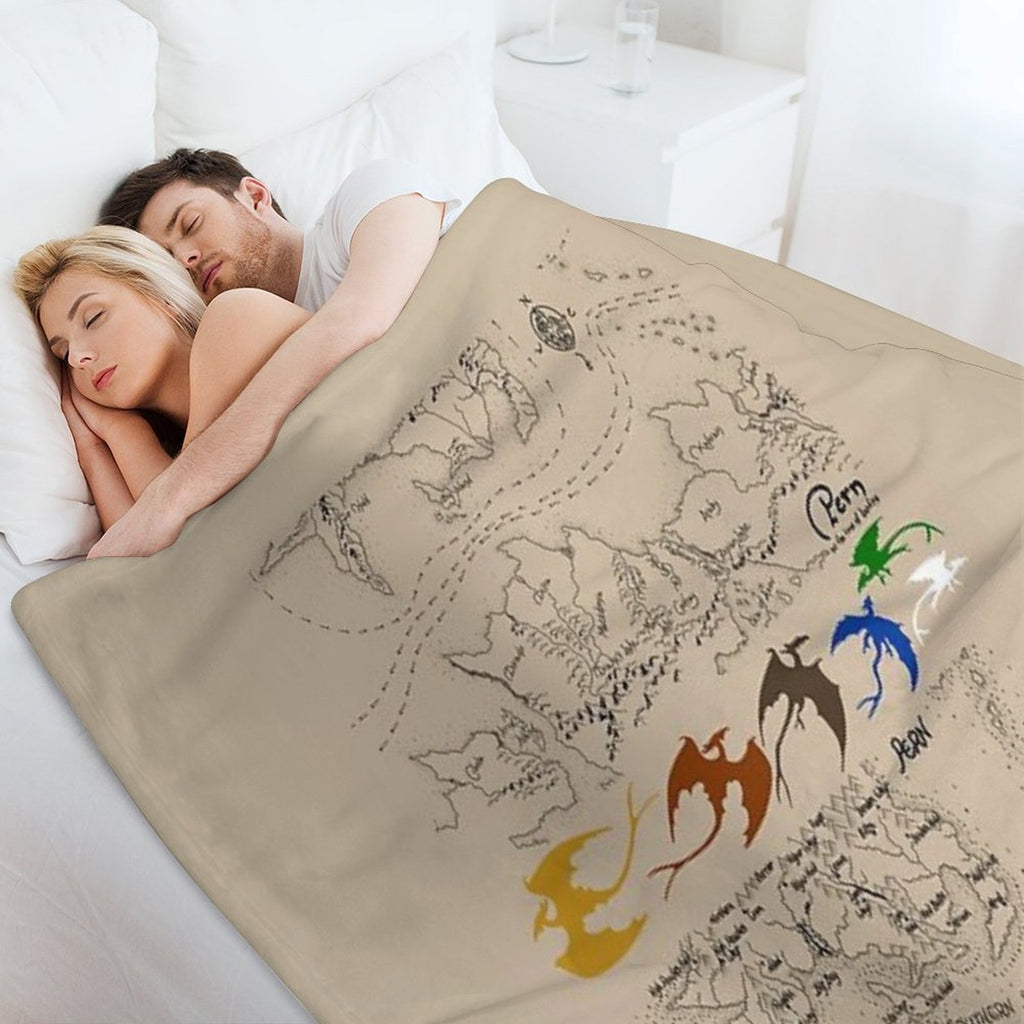 Dragonriders of Pern Maps (Beige Background) Velvety-soft Throw Blanket