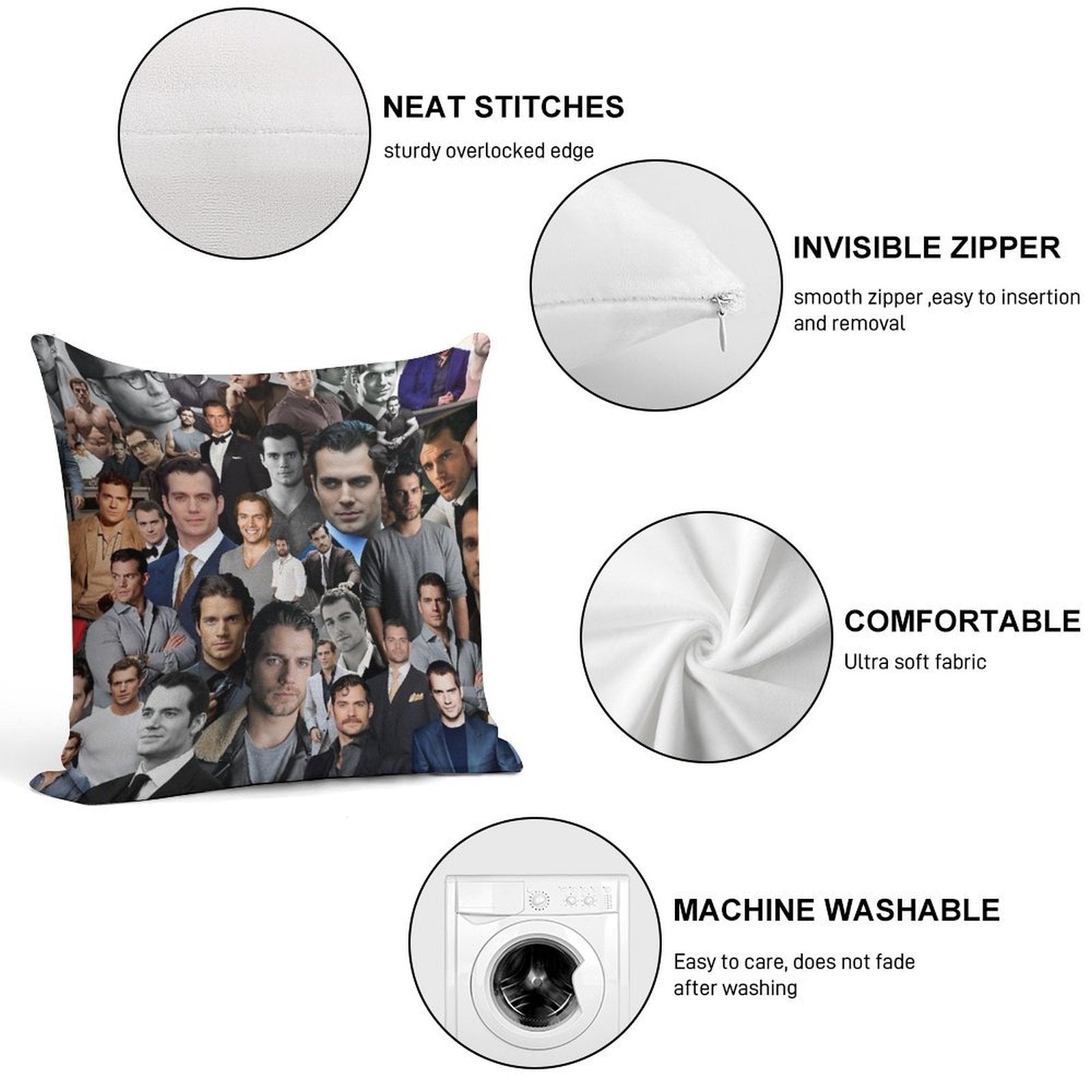 Henry Cavill Soft Anti-Pilling Throw Pillow