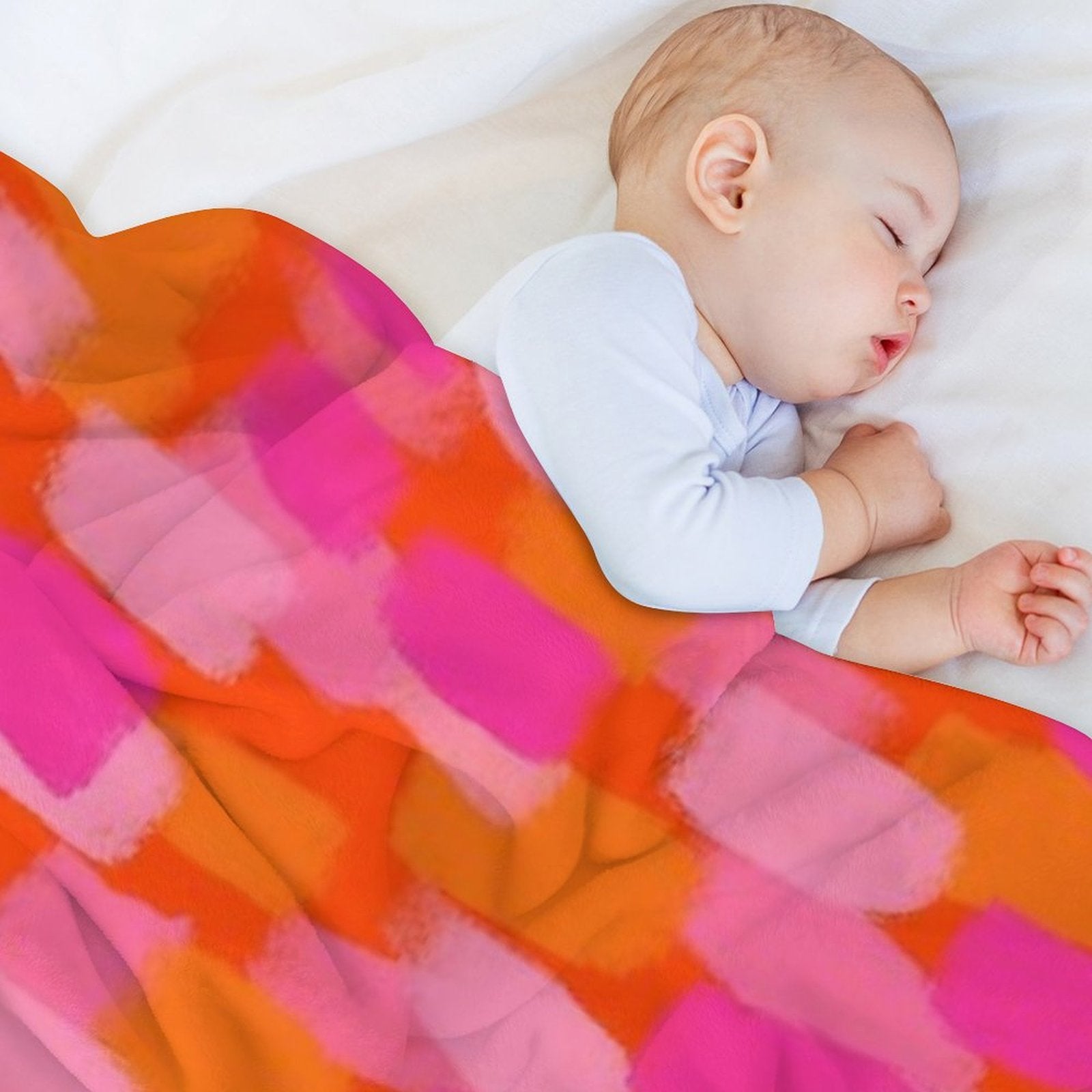 Abstract, Pink And Orange, Paint Brush Effect Lightweight Throw Blanket