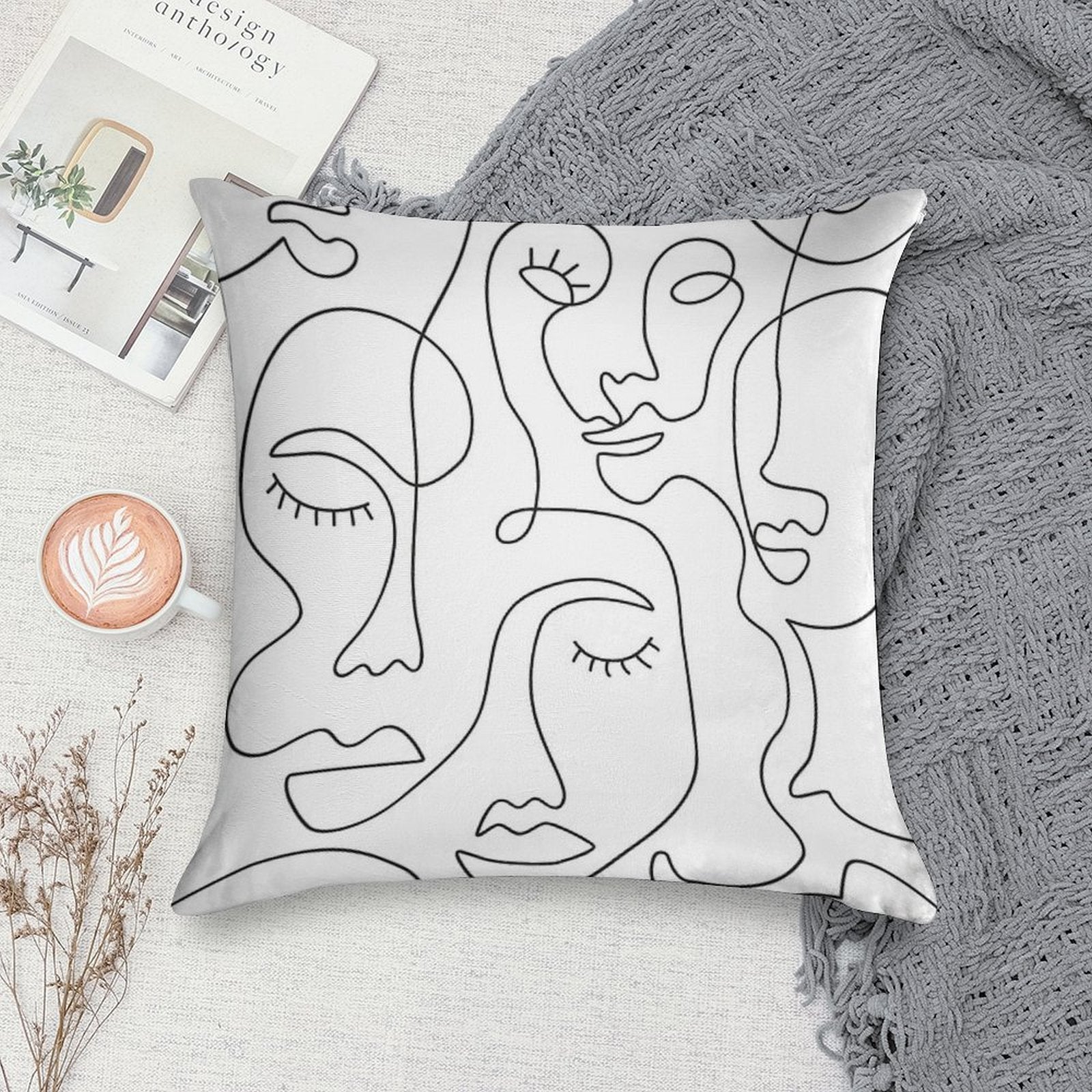 Abstract Faces Soft Warmth Comfort Throw Pillow