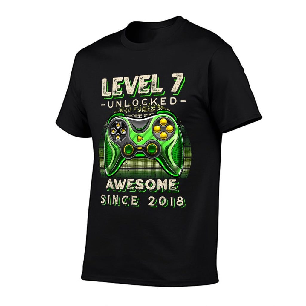7th Birthday Boy Level 7 Gamer 7 Year Video Game Party  Ribbed Collar T-Shirt