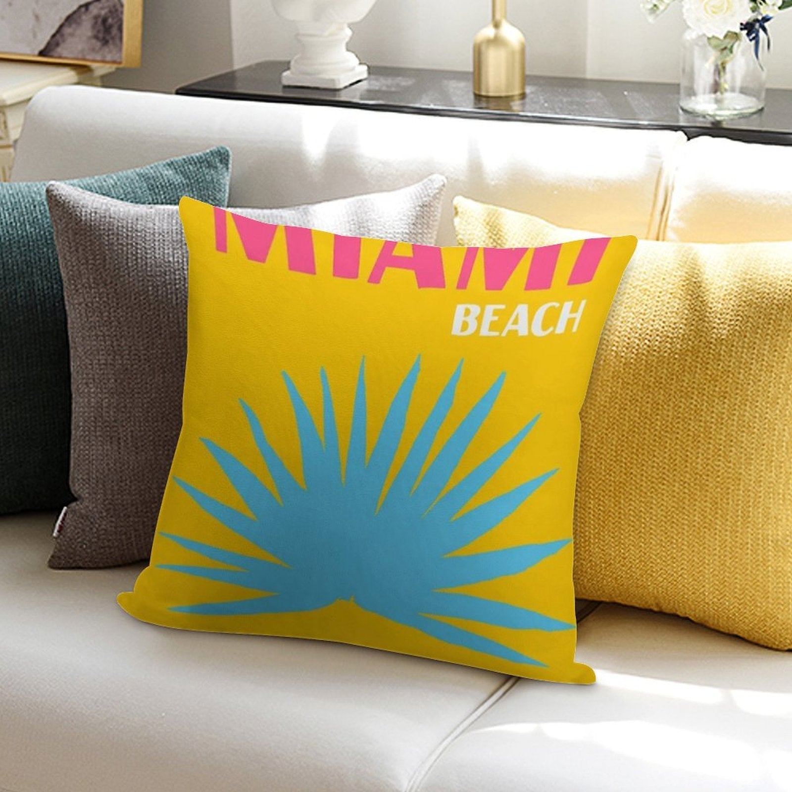 Miami Beach Asouline Soft High-Density Material Throw Pillow