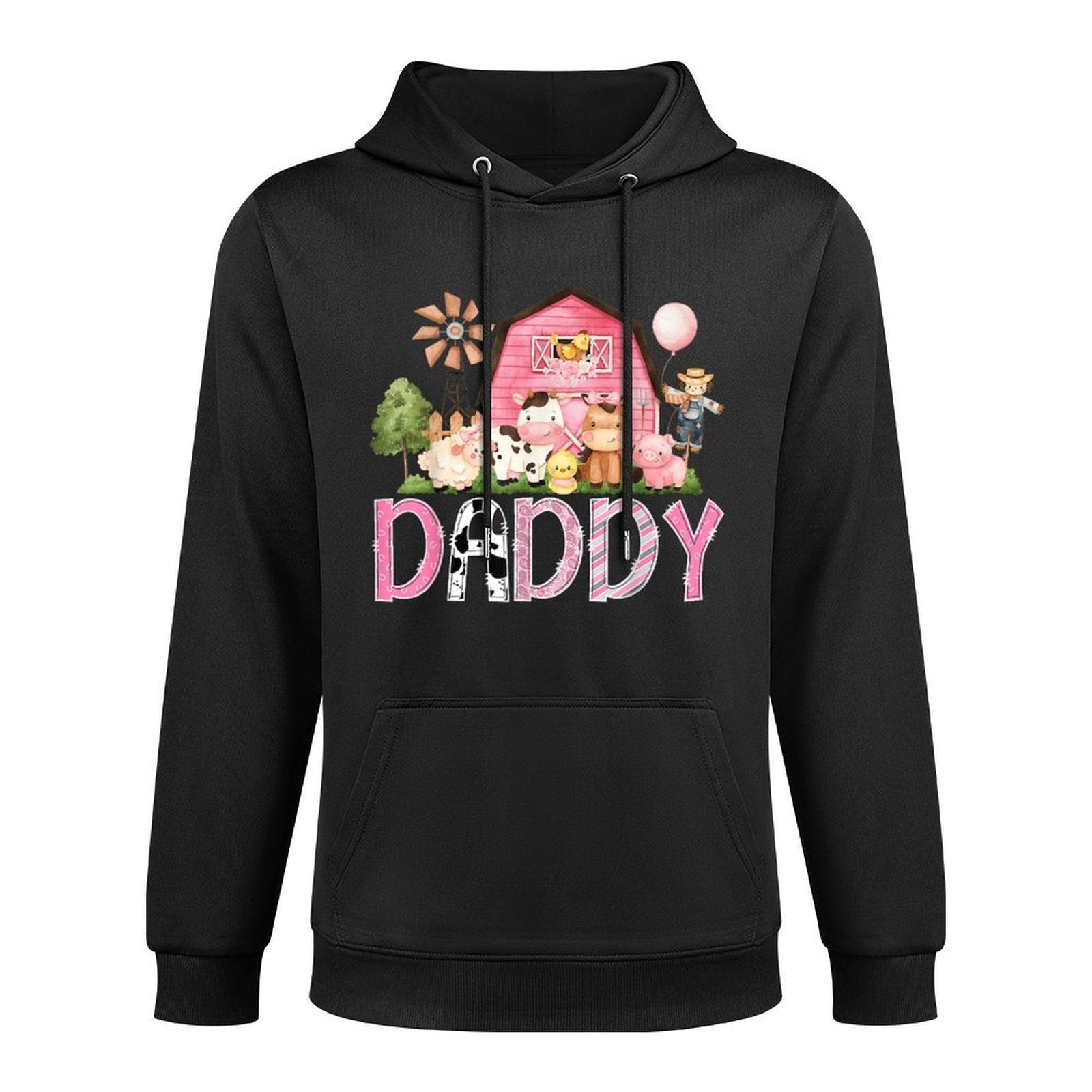 Daddy Pink Farm Cow Birthday Girl Matching Family Relaxed Fit Hoodie
