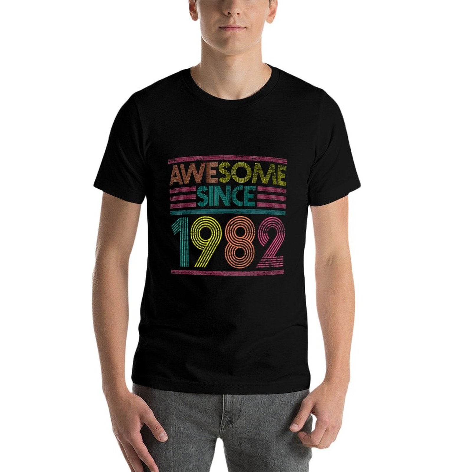Awesome Since 1982 43rd Birthday Gifts 43 Years Old  Rolled Sleeves T-Shirt