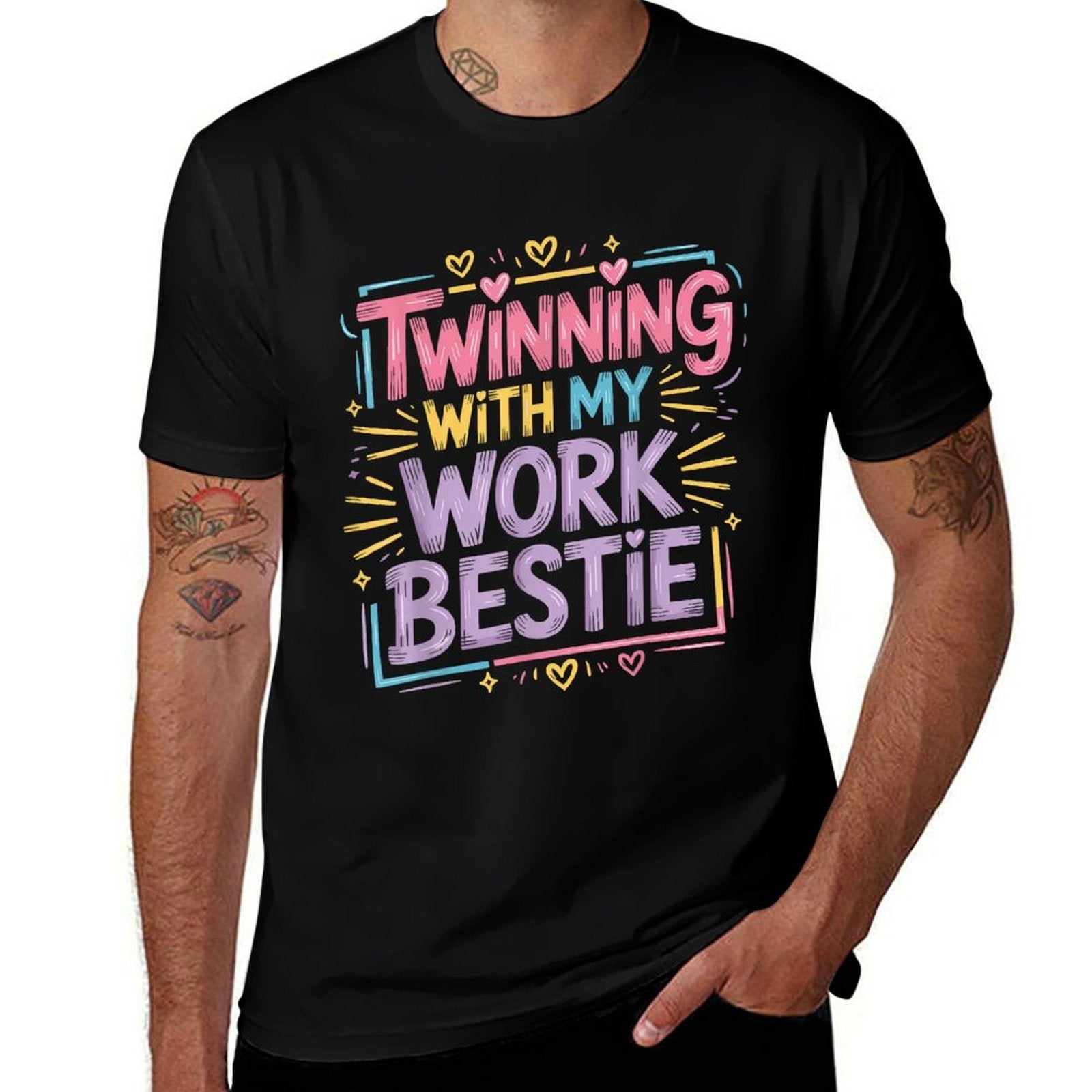Twinning With My Work Bestie - Twins Day Best Friend  Affordable Price T-Shirt