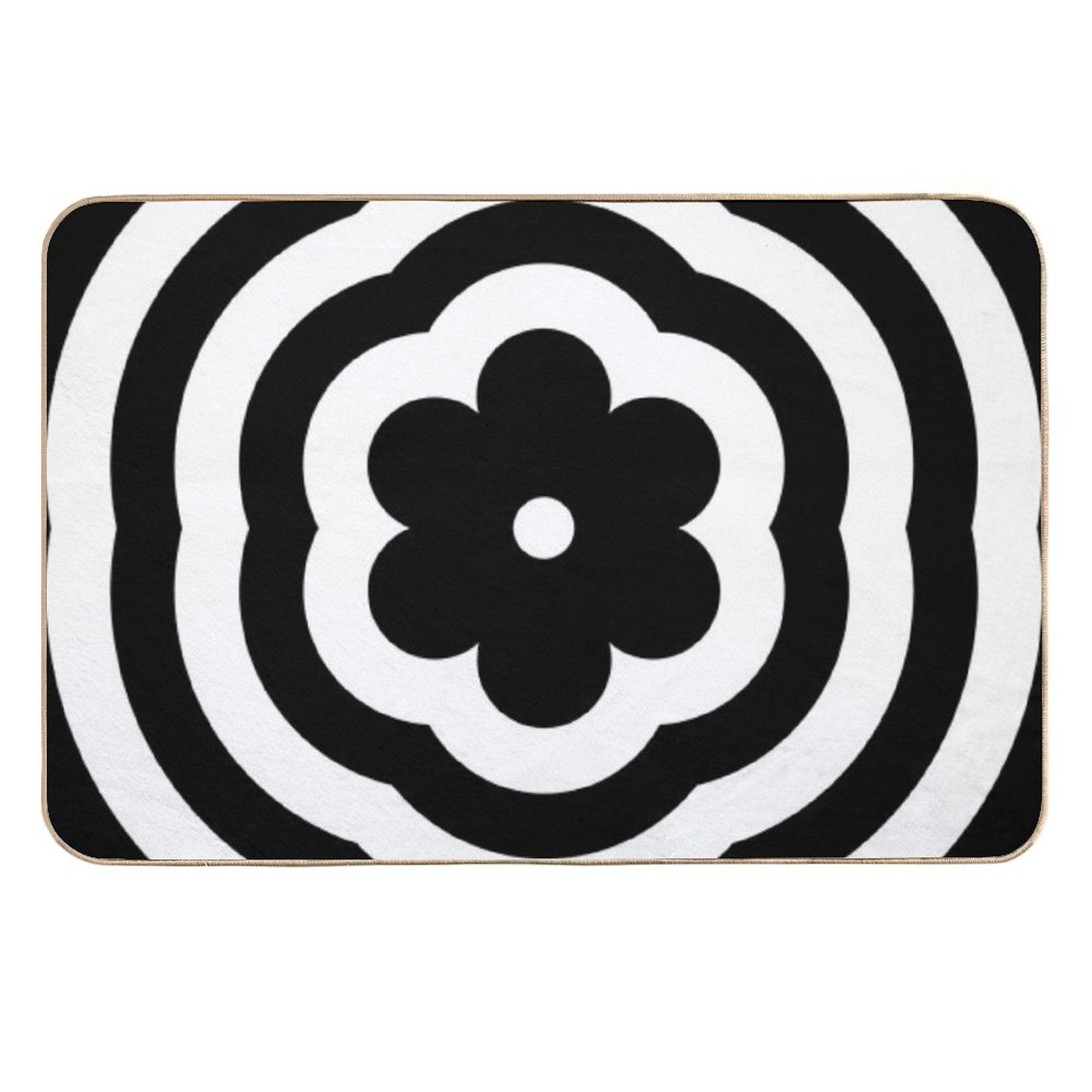 Black And White Rainbow Mod Flower  Dirt-Trapping Bath Mat