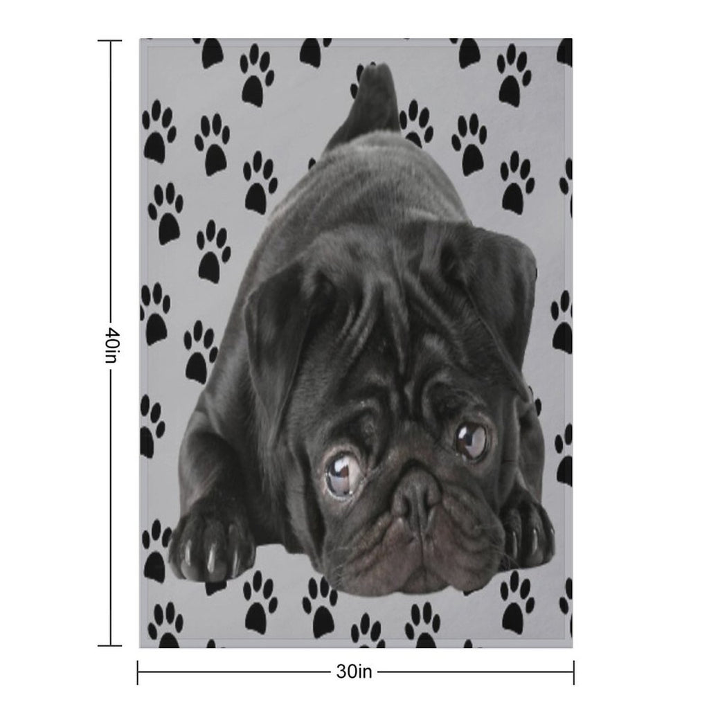 Adorable Black Pug Durable Throw Blanket