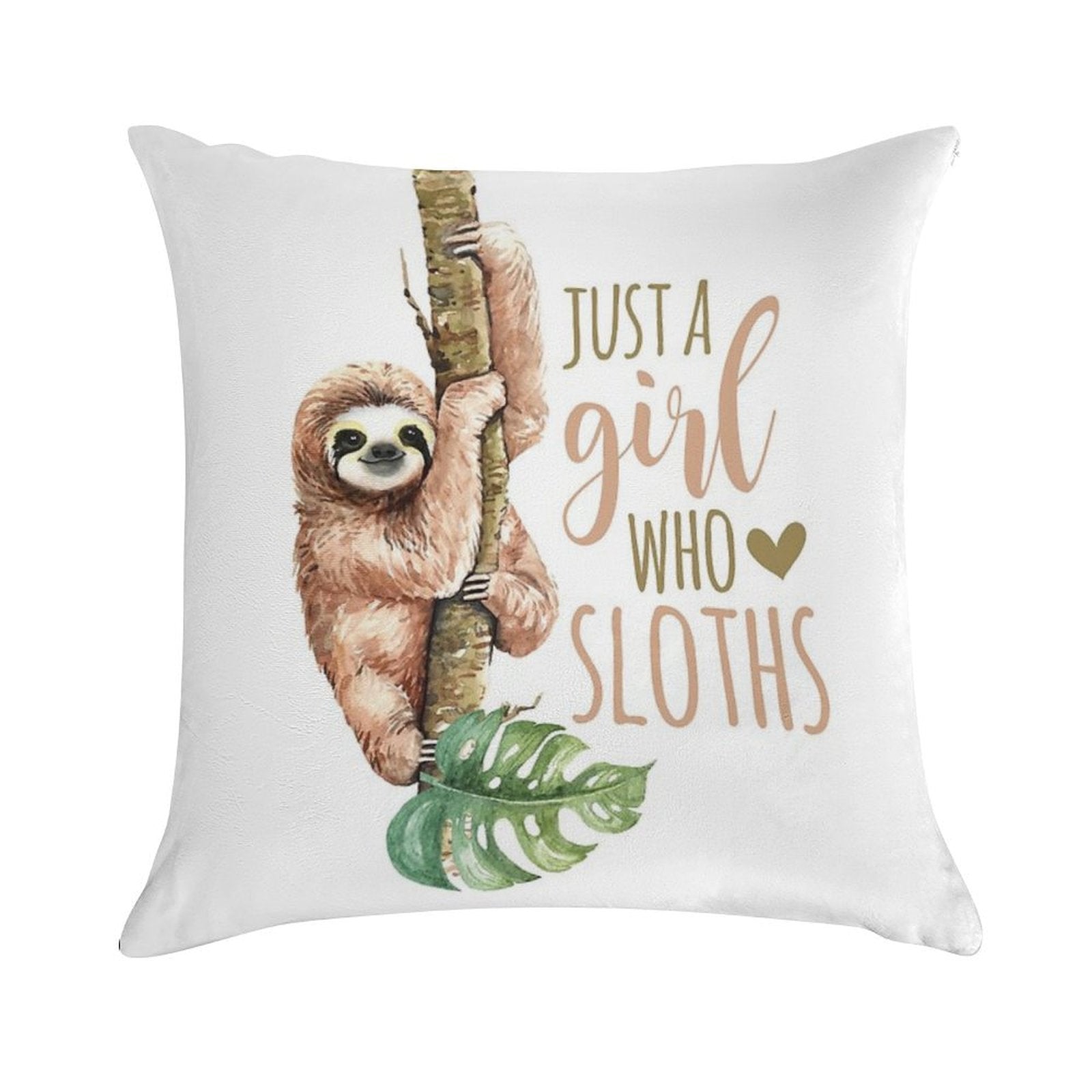 Just A Girl Who Loves Sloths Soft Bedroom Essential Throw Pillow