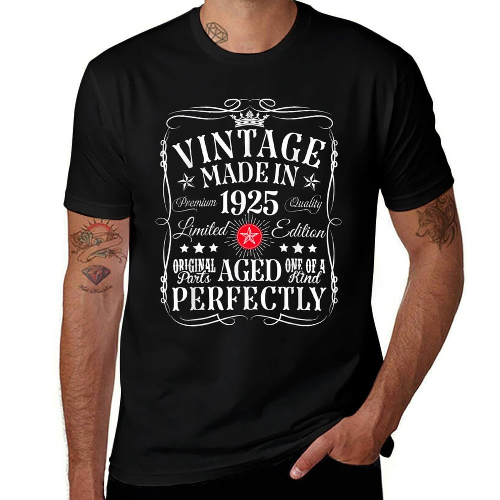 Vintage 100th Birthday Decoration Vintage 1925 100 Years Old  Summer-ready Fabric T-Shirt