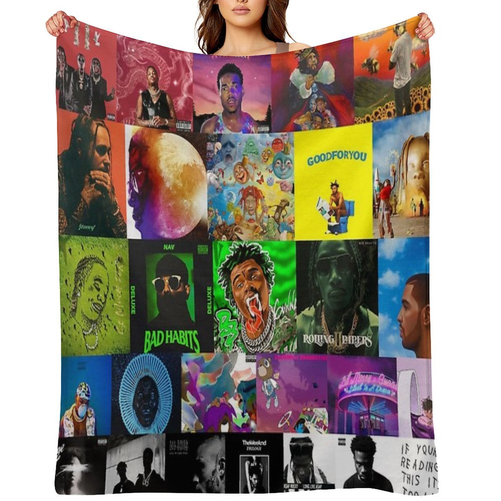 Album Cover Collage, Country Music Collage Tapestry Sustainable Throw Blanket