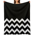 WHITE AND BLACK CHEVRON ZIG ZAG  HALF TONE PATTERN - BY OZCUSHIONSTOO Durable Throw Blanket