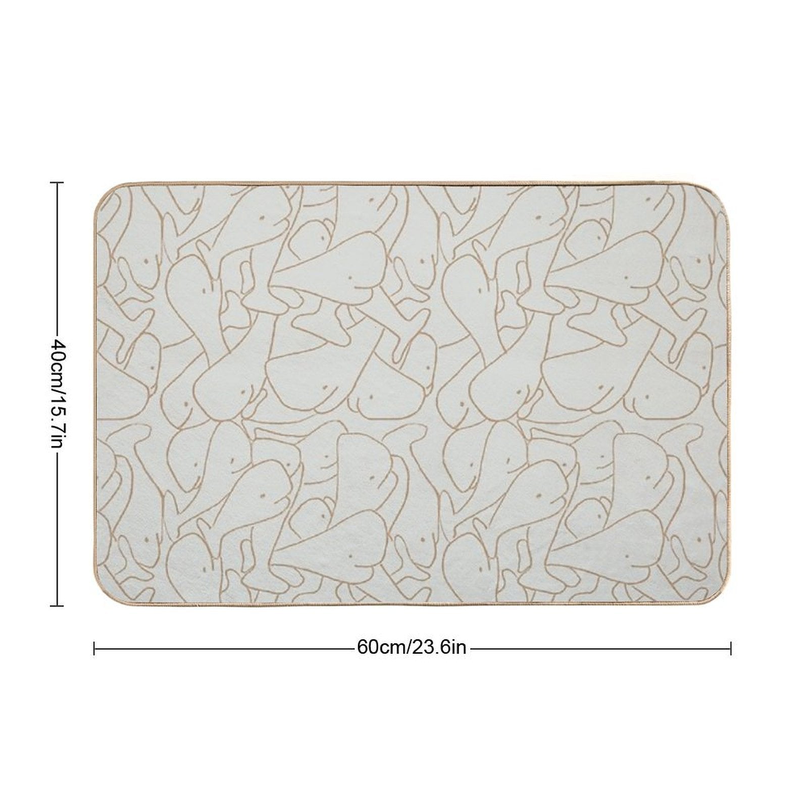 Seamless Line Drawing Whale Pattern Mint Green And Beige  Slip-Resistant Bath Mat