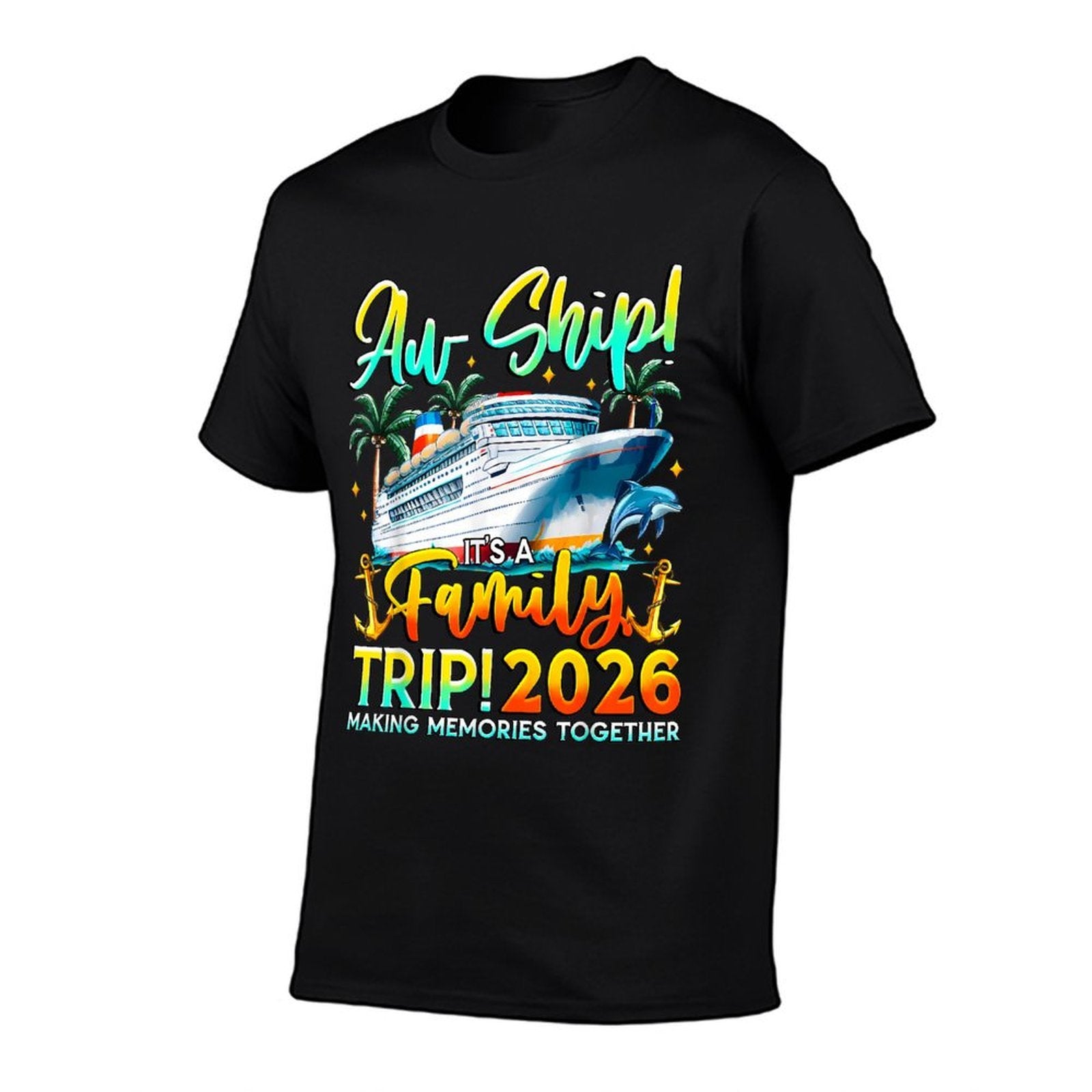 Funny Cruise Ship Family Trip Vacation 2026 Reunion Matching  Ribbed Collar T-Shirt