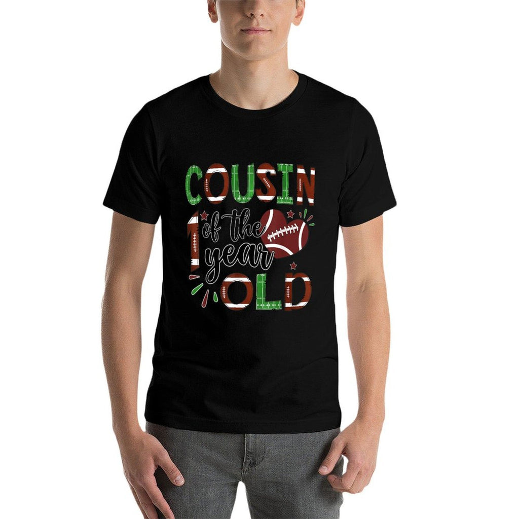Cousin Of The 1 Year Old Football 1St Year Down Birthday  Soft T-Shirt