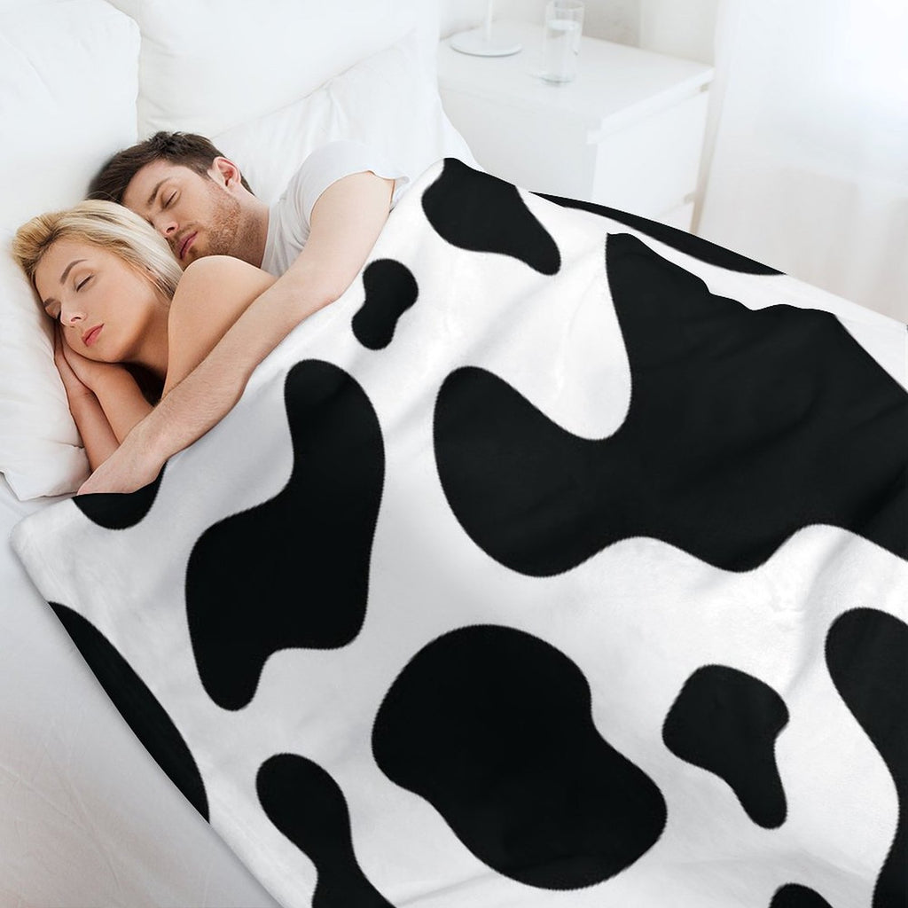 Cow Hide Spotted Fur Farm Animal Pattern Black White All-season Throw Blanket