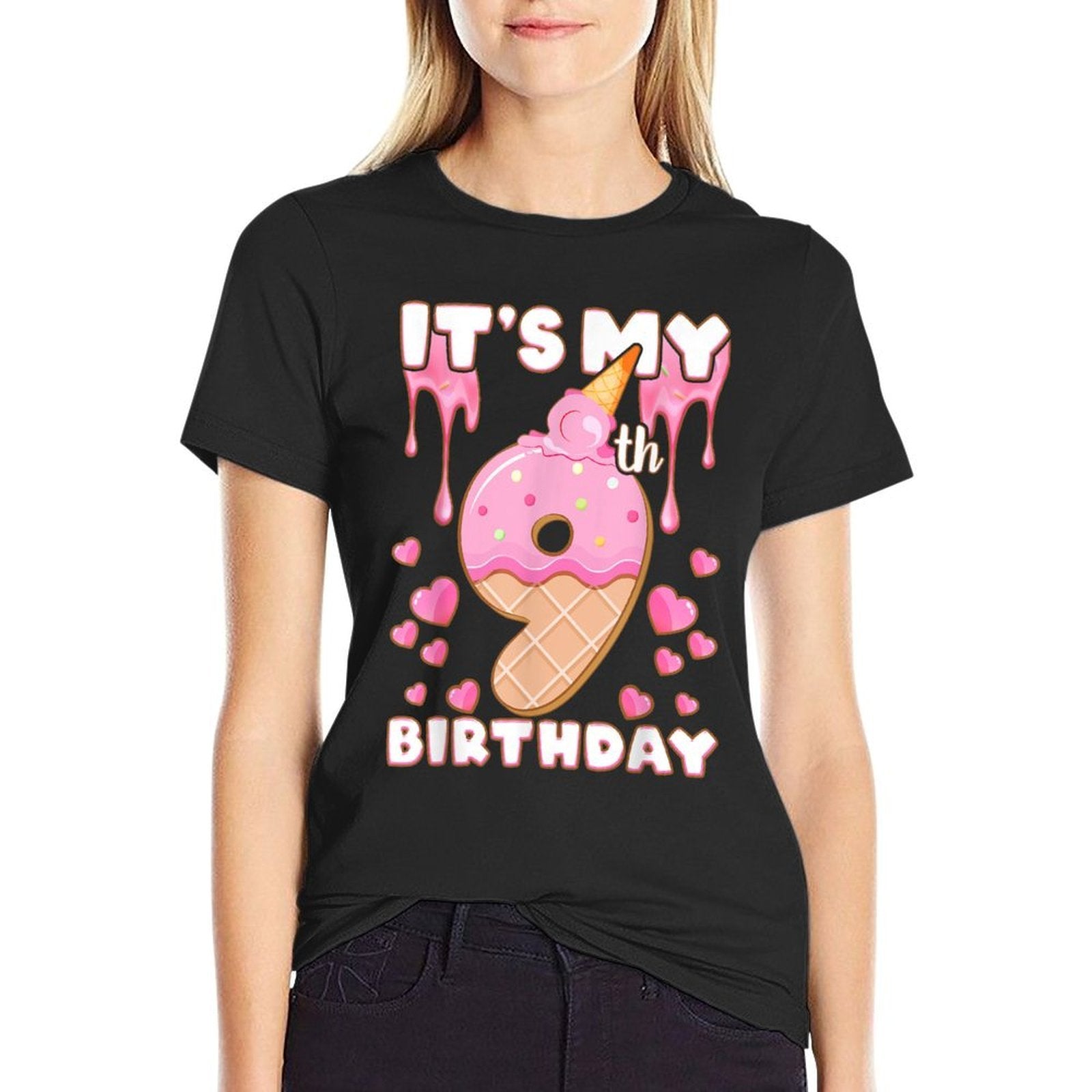 Birthday, Girl 9 Years, Ice Cream, It's My 9th Birthday Comfortable T-Shirt