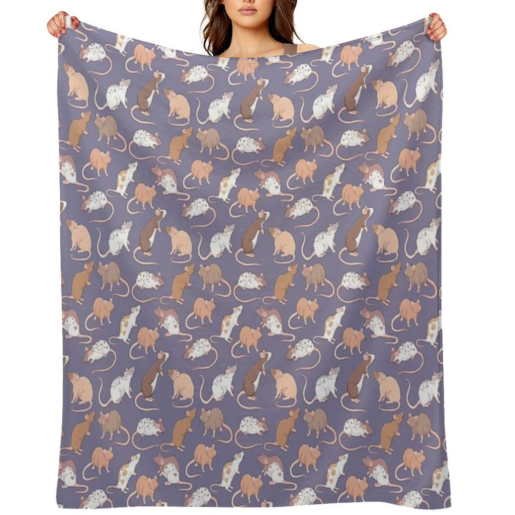 Cute Rattie Rats Against A Slate Grey Background by Whimsicolourart Travel-friendly Throw Blanket