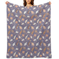 Cute Rattie Rats Against A Slate Grey Background by Whimsicolourart Travel-friendly Throw Blanket