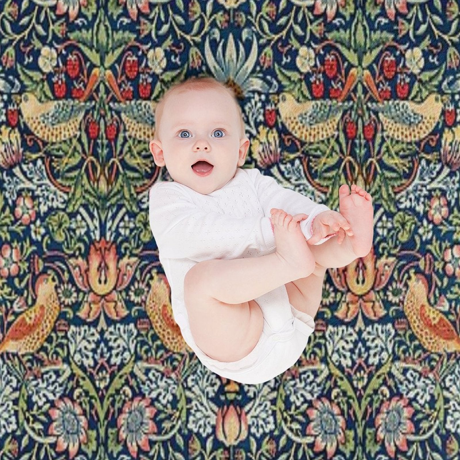 The Strawberry Thief William Morris Pattern Travel-friendly Throw Blanket