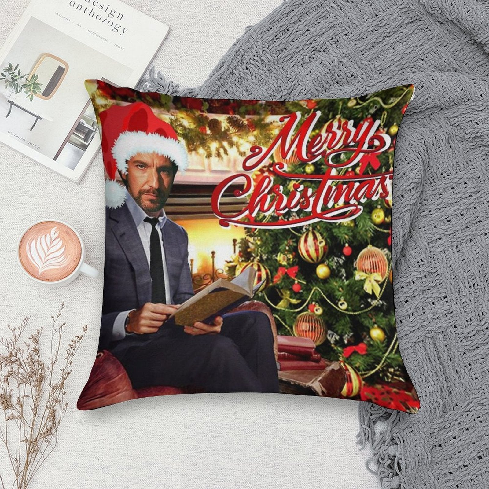 Die Hard Hans Gruber Merry Christmas Soft Bedroom Essential Throw Pillow
