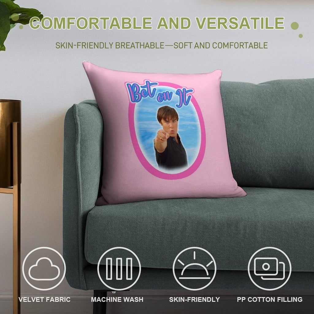 Troy Bolton Says Bet On It High School Musical Zac Efron Fan Art Soft Easy Maintenance Throw Pillow