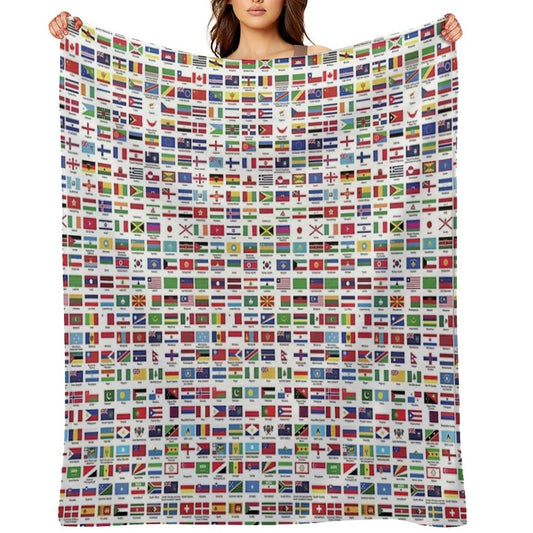 World Flags with Country Names Multi-functional Throw Blanket