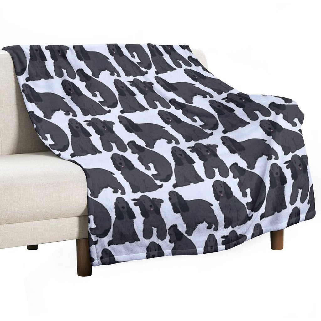 Cute Black English Cocker Spaniel Dog Pattern Gift-ready Throw Blanket