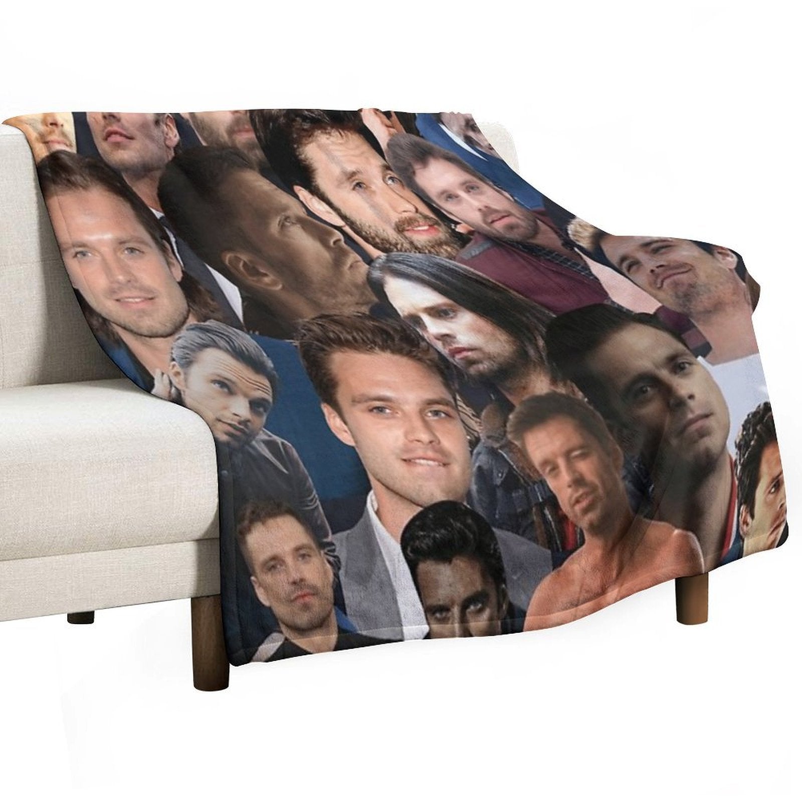 Sebastian Stan Photo Collage Handsome Guy Wrinkle-free Throw Blanket