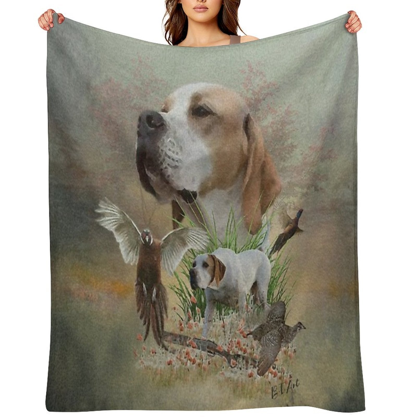 Pheasant Hunting with Pointers (Art) All-season Throw Blanket