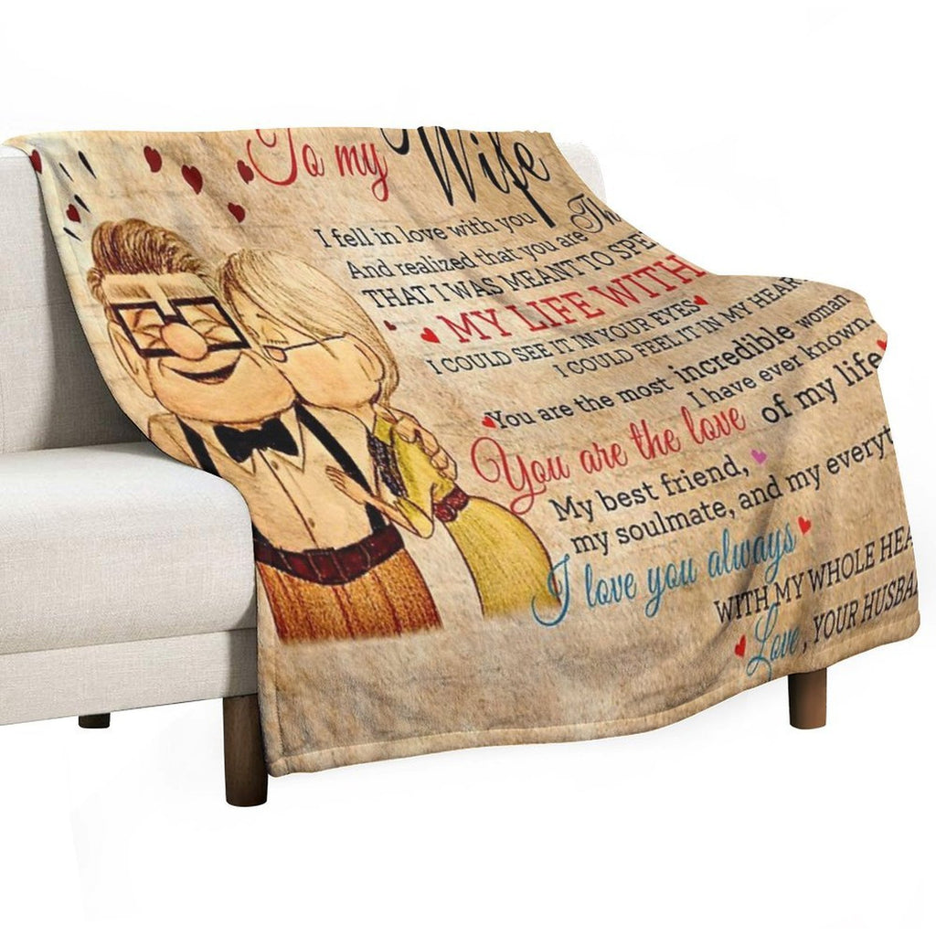 Carl And Ellie To My Wife I Love You Always With My Whole Heart, Valentines Gift For Wife Premium Throw Blanket