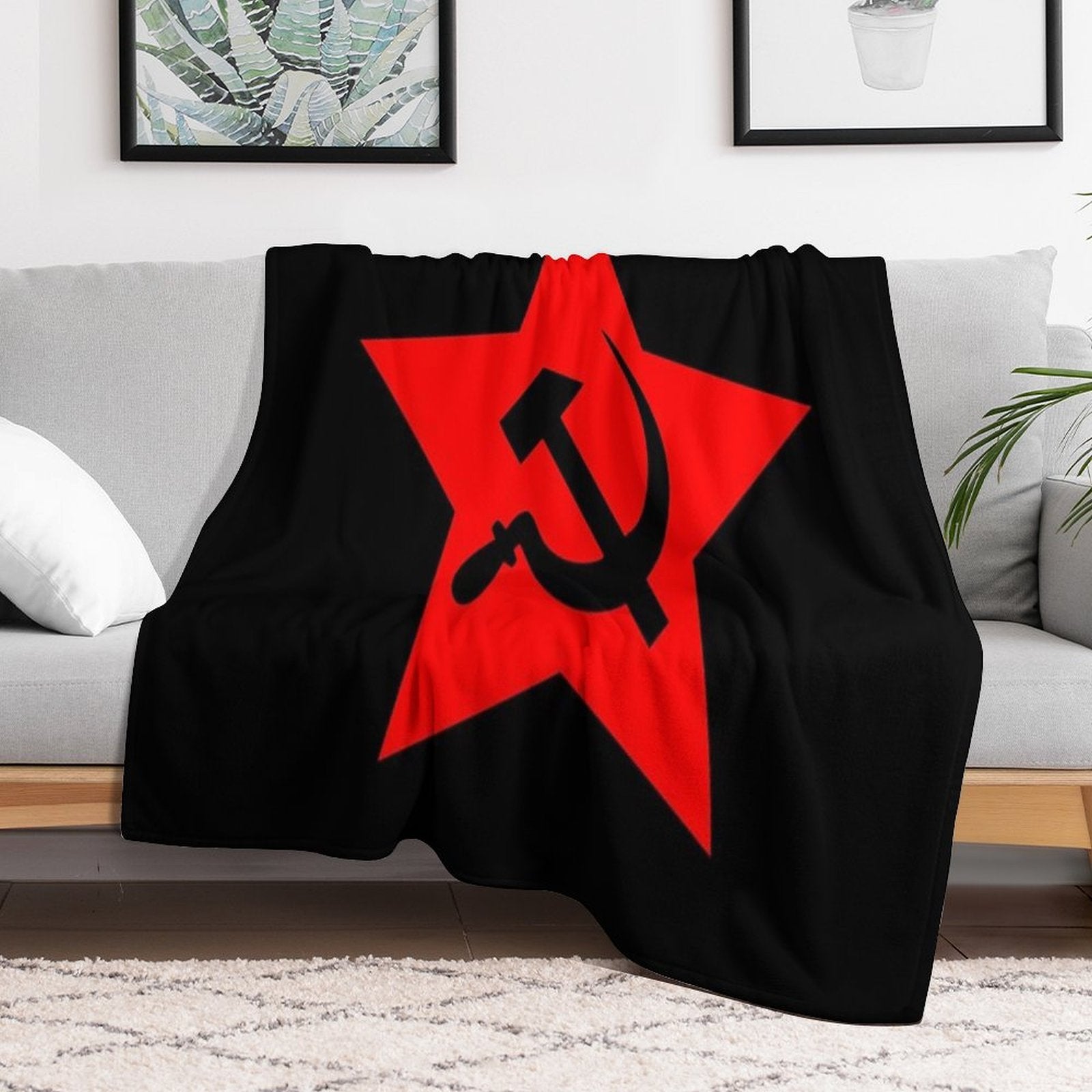 Communist Star; Hammer And Sickle Compact Throw Blanket