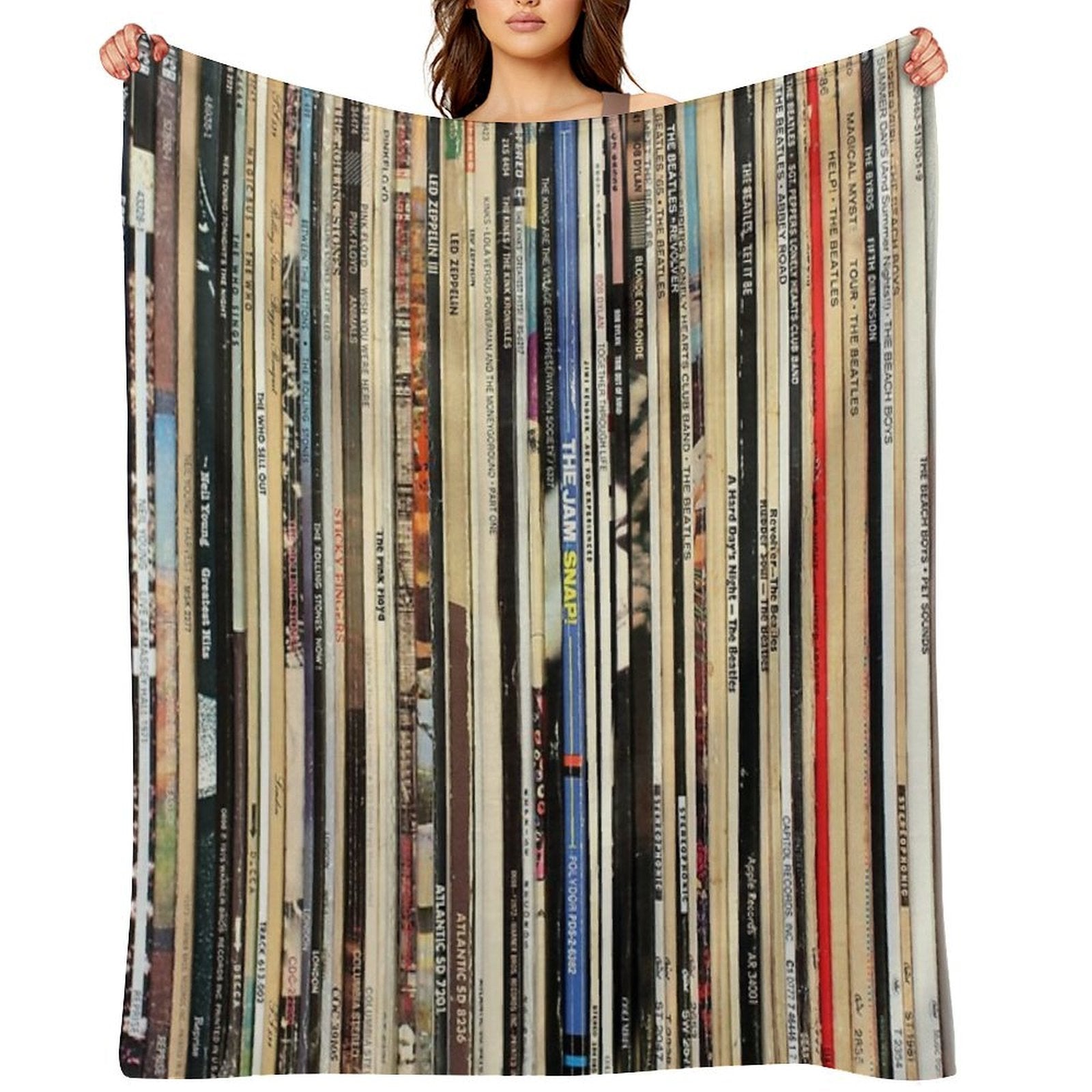 Classic Rock Vinyl Records Travel-friendly Throw Blanket