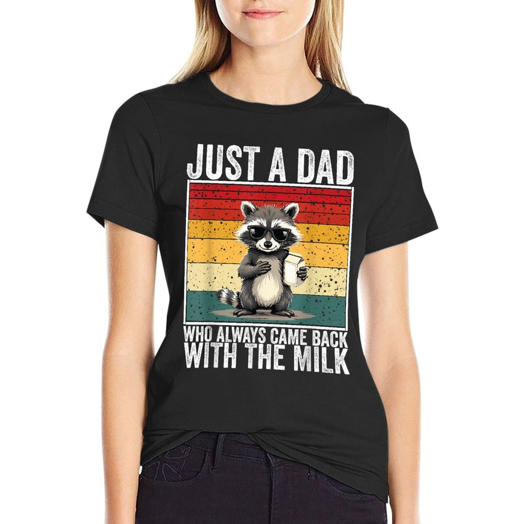Just A Dad Who Always Came Back With The Milk Retro Design  Polyester Blend T-Shirt