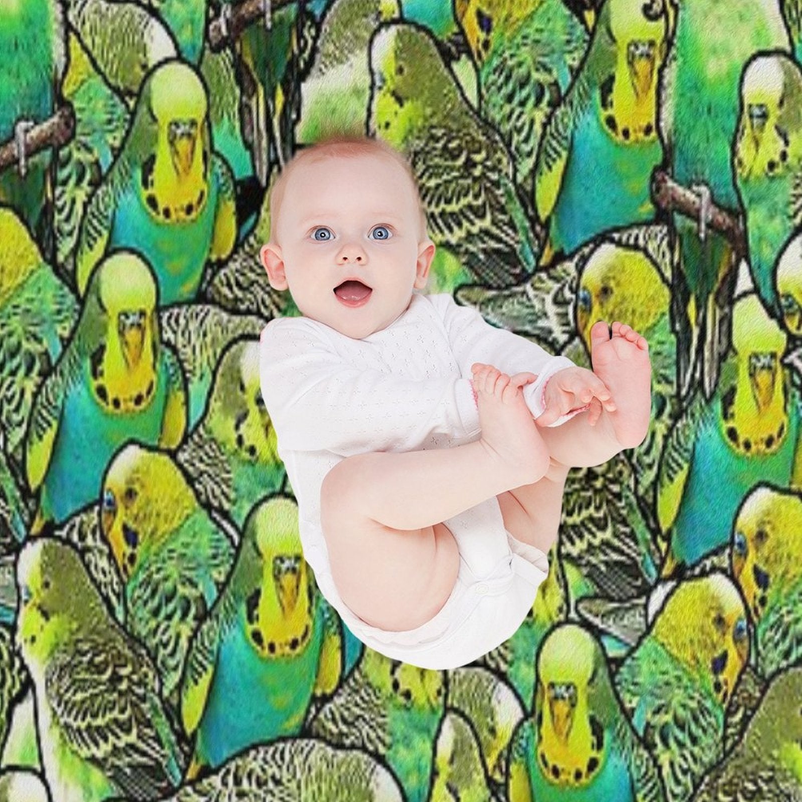 Budgie Pattern Machine-washable Throw Blanket