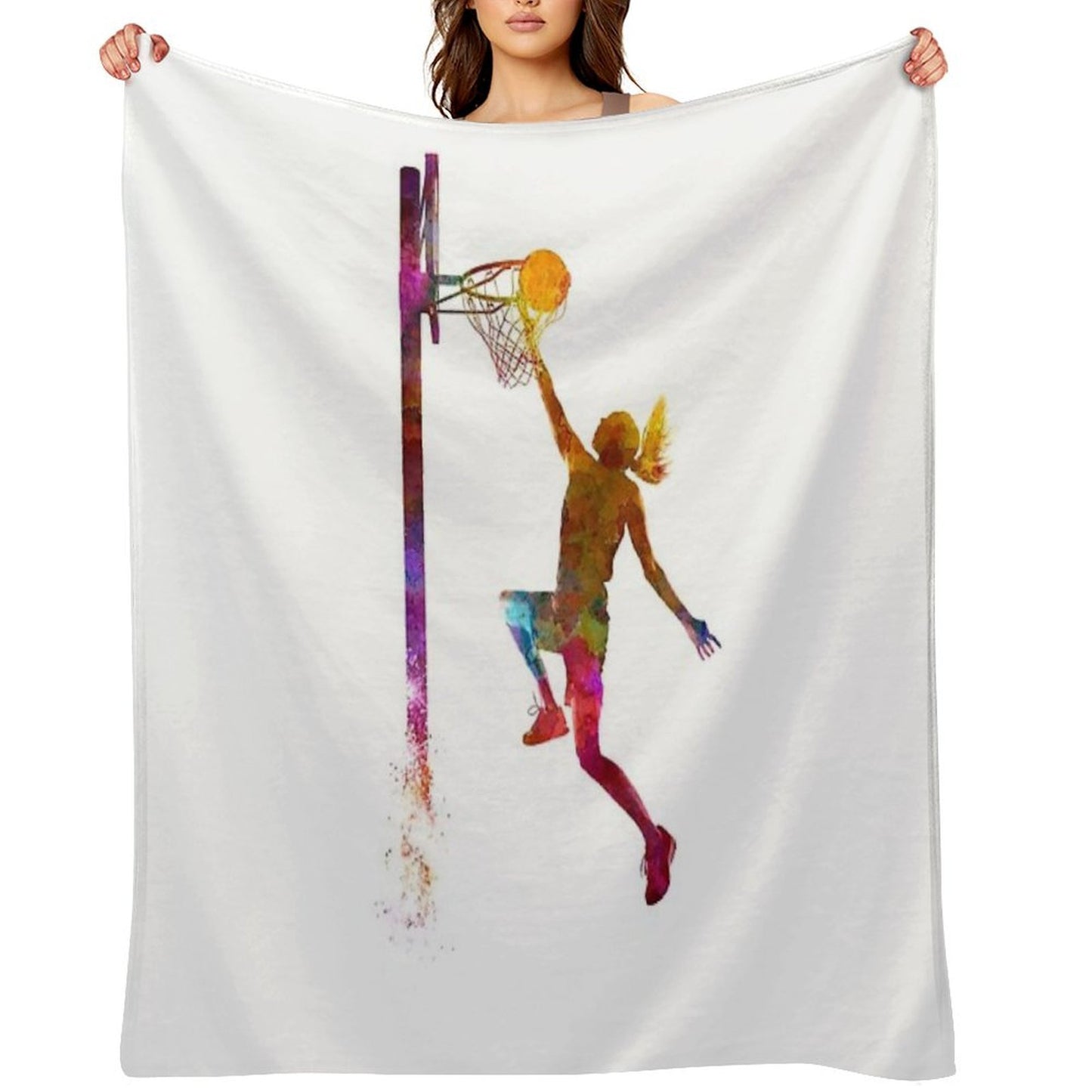 Young Woman Basketball Player 04 Wrinkle-free Throw Blanket