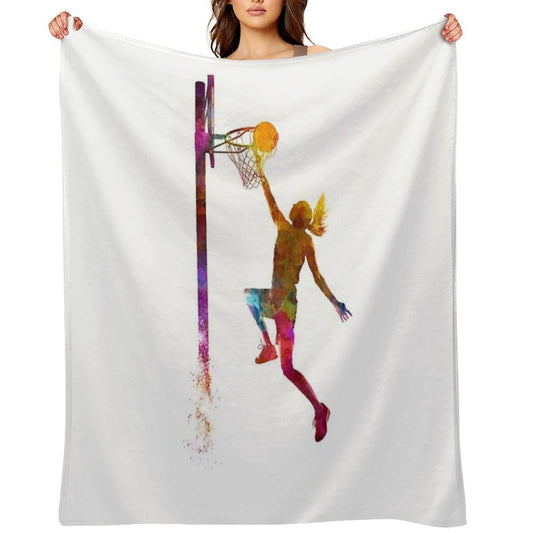 Young Woman Basketball Player 04 Wrinkle-free Throw Blanket