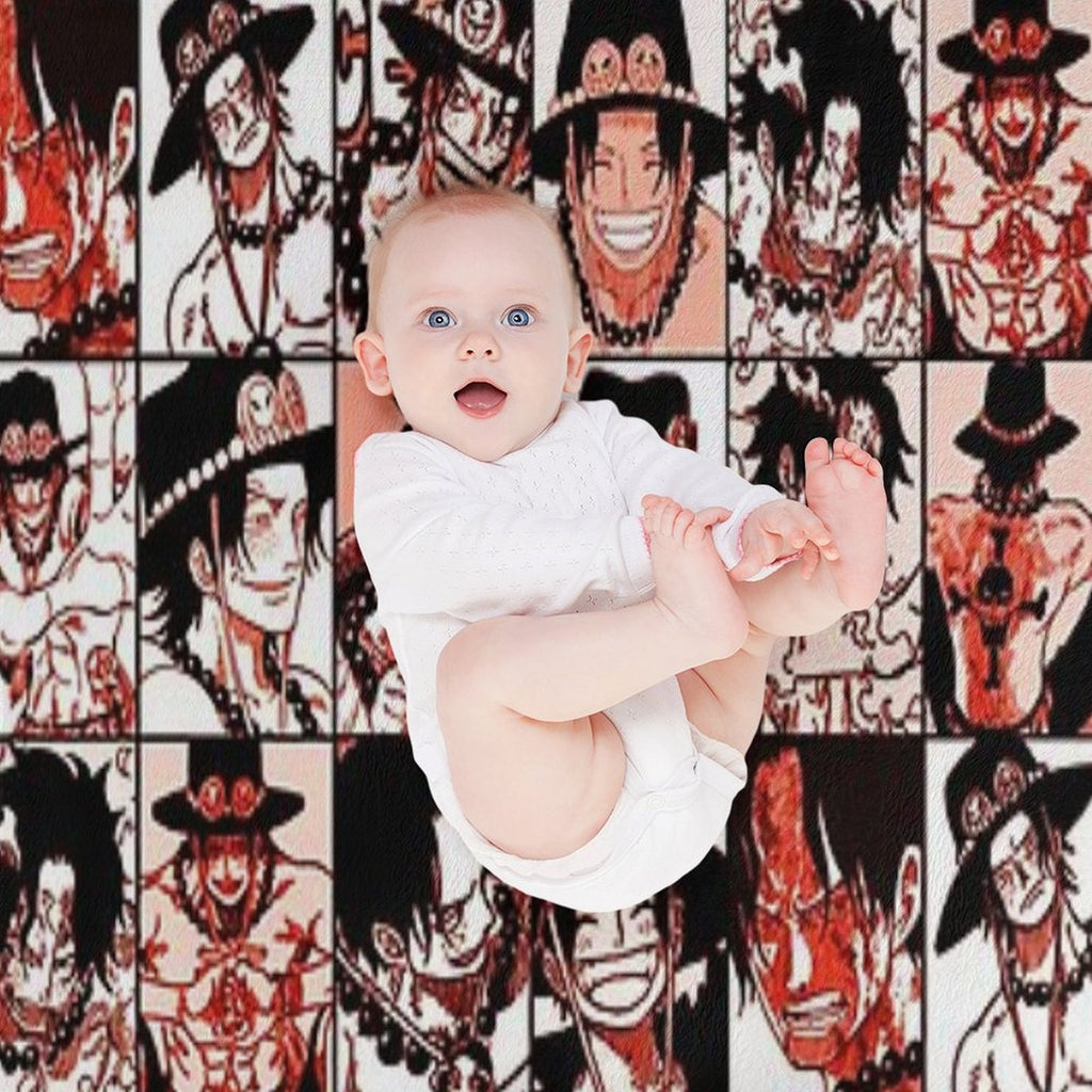 Ace - One Piece Manga Panel Collage Wrinkle-free Throw Blanket