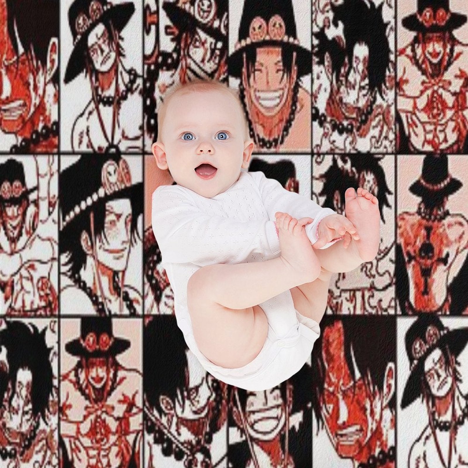 Ace - One Piece Manga Panel Collage Wrinkle-free Throw Blanket